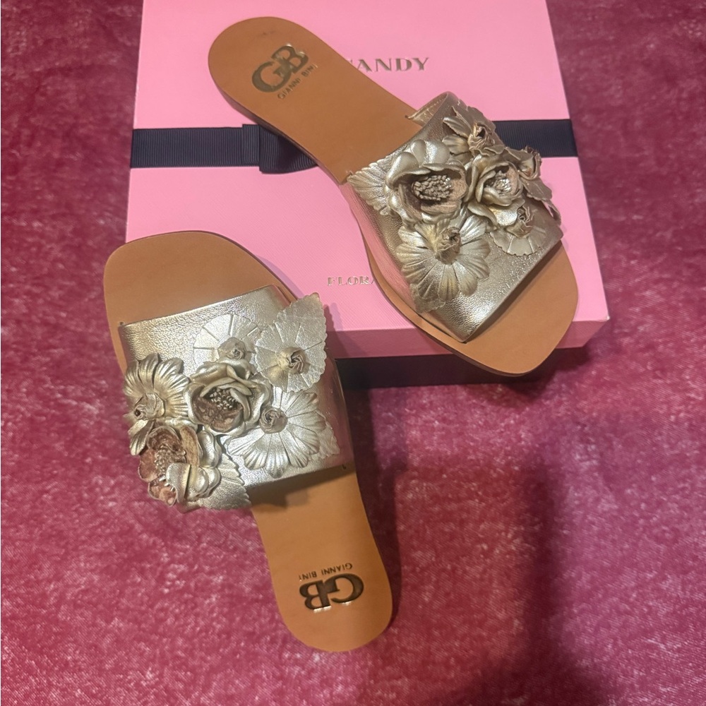 Gianni Bini Metallic Floral Sandals